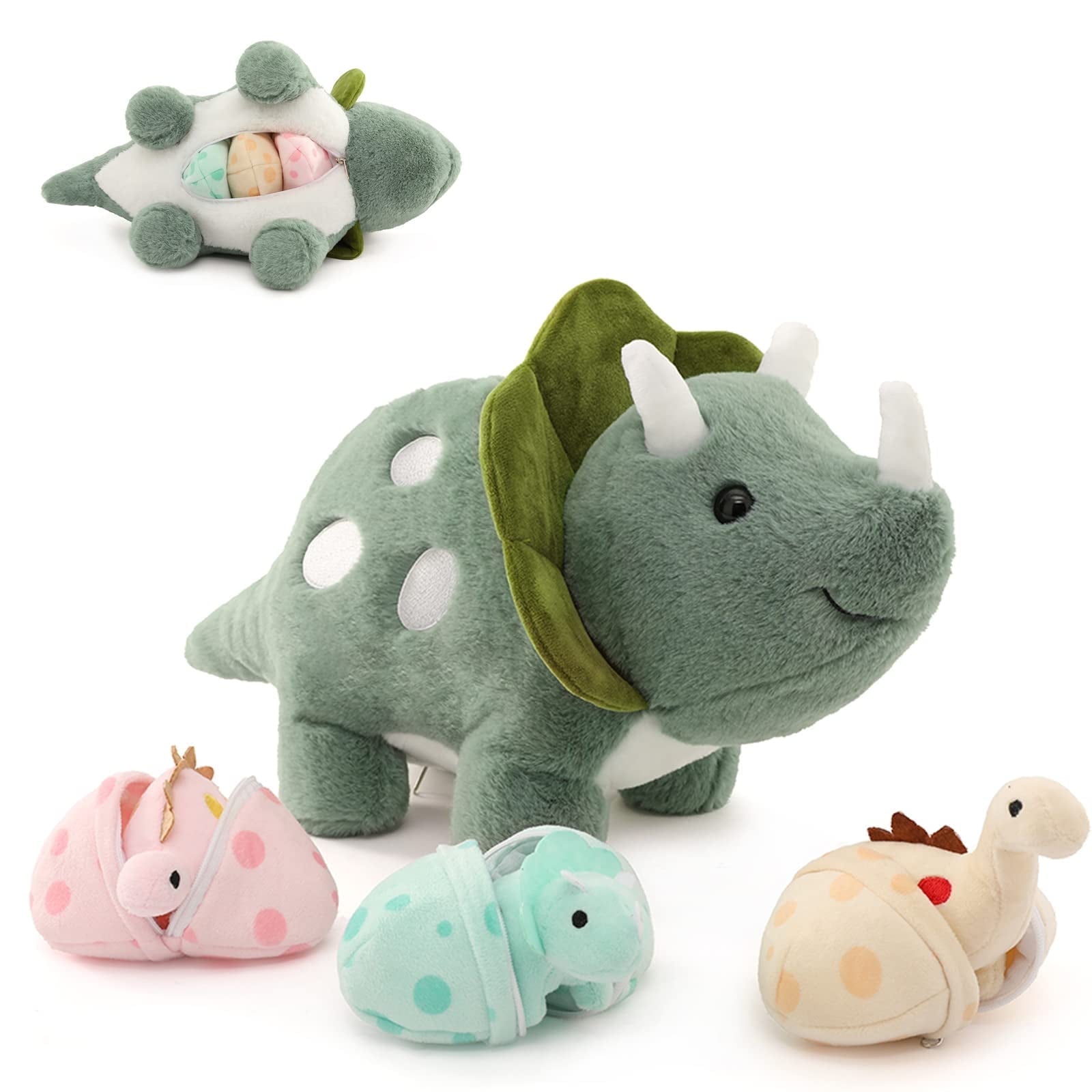 MaoGoLan 17.6inch Plush Dinosaur Stuffed Animals Mommy Triceratops with ...