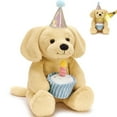 thumbnail image 1 of MorisMos 18" Dog Stuffed Animals with Cake,Removable Candle Glow for Birthday Gift, 1 of 9