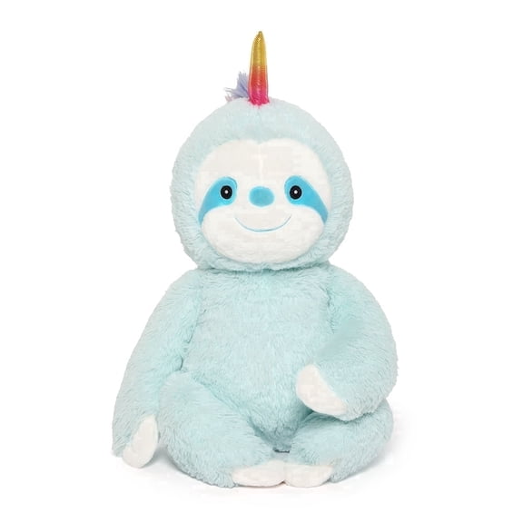 MaoGoLan 27.5" Sloth Stuffed Animal Rainbow Horn Light Blue Sloth Plush Toy