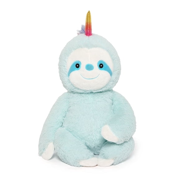 MaoGoLan 18" Sloth Stuffed Animal Rainbow Horn Light Blue Sloth Plush Toy