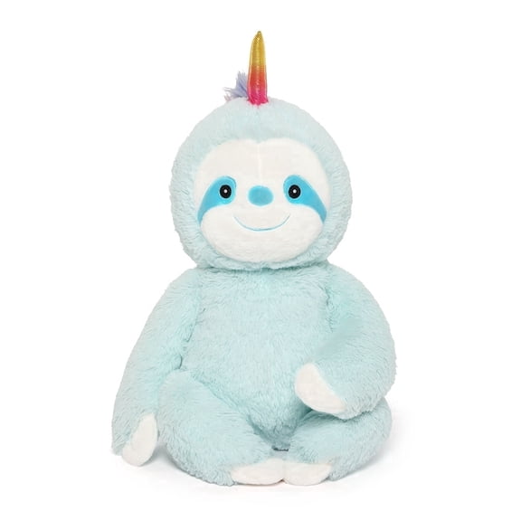 MaoGoLan 18" Sloth Stuffed Animal Rainbow Horn Light Blue Sloth Plush Toy