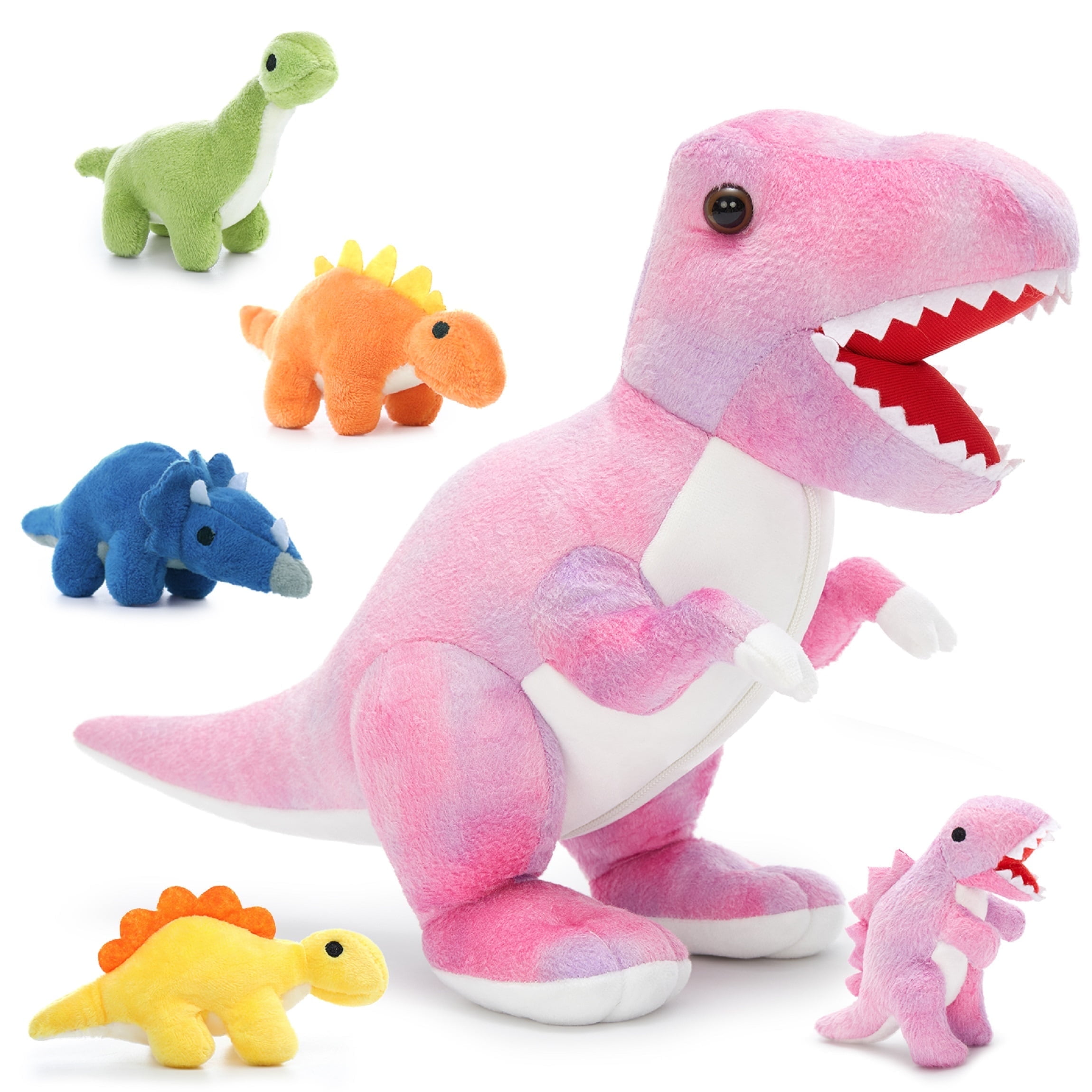 MaoGoLan 19.6" Giant Stuffed Dinosaur T-Rex Dinosaur Stuffed Animal with 5 Babies Plush Toy