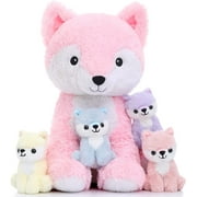 MaoGoLan 19" Fox Stuffed Animals Plush Toys Fox Mommy & Babies Set