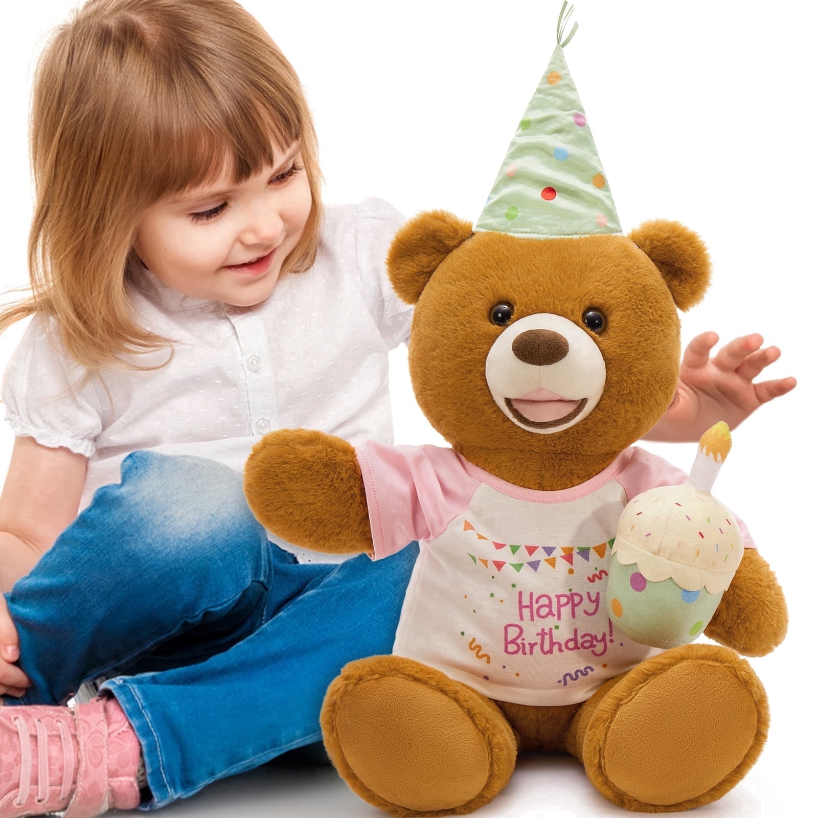 MaoGoLan 21'' Teddy Bear Stuffed Animal Cute Stuffed Bear With A Birthday Cake Plush Toy