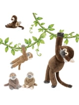 MaoGoLan 22" Hanging Squirrel Monkey Stuffed Animals 4Pcs Mommy & 3 Babies Plush Toys