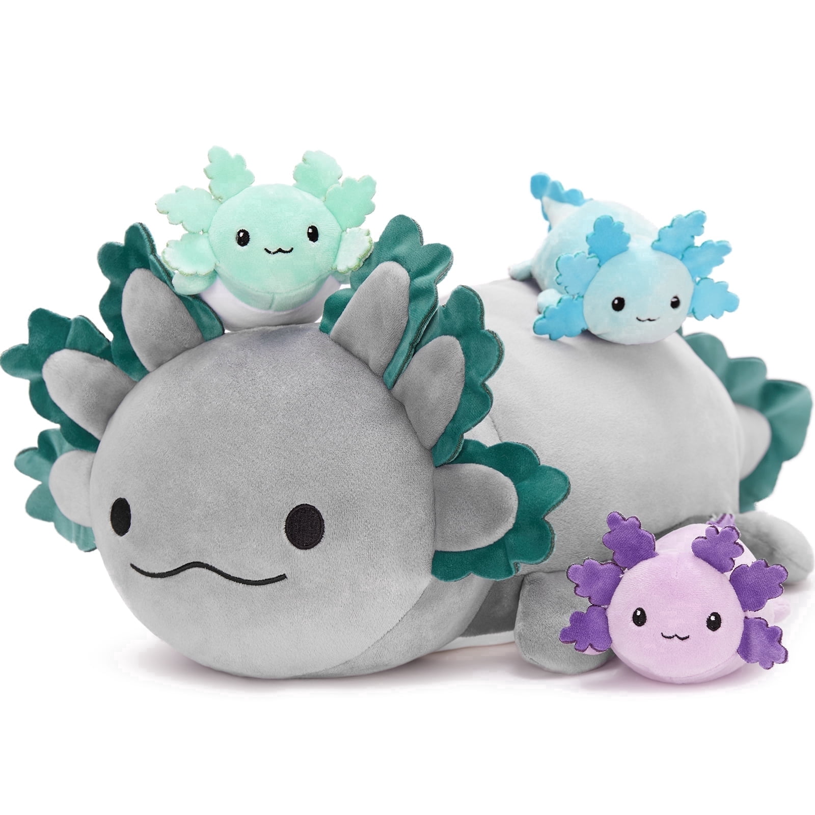 MaoGoLan 23.5" Giant Axolotl Stuffed Animals with 3 Babies Inside Large Axolotl Plush Toy