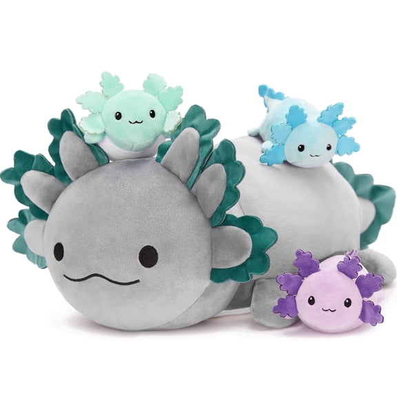 MaoGoLan 23.5" Giant Axolotl Stuffed Animals with 3 Babies Inside Large Axolotl Plush Toy