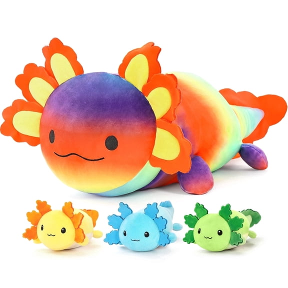 MaoGoLan 23.6" Giant Axolotl Stuffed Animals with 3 Babies Inside Large Axolotl Plush Toy