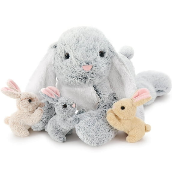 MaoGoLan 24" 4Pcs Bunny Stuffed Animals with 3 Babies Inside Rabbit Plush Toy