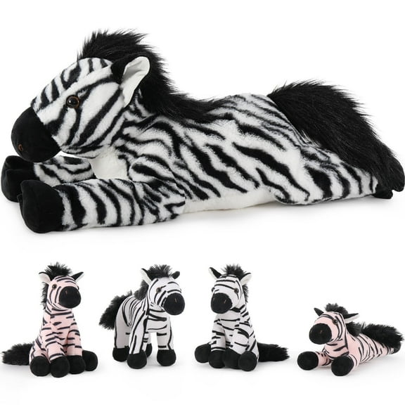 MaoGoLan 25" Giant Zebra Stuffed Animal with 4 Babies Plush Toy