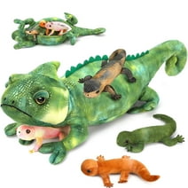 MaoGoLan 27" Lizard Mommy Stuffed Animals with 4 Babies Chameleon Plush Toy