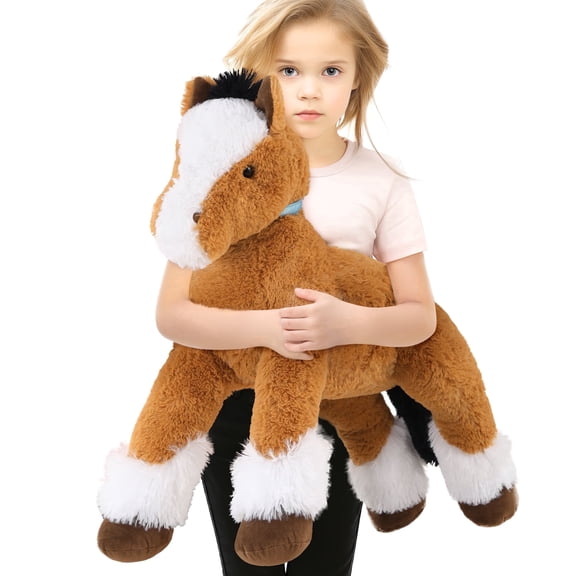 MaoGoLan 35'' Big Horse Stuffed Animal Large Brown Plush Horse Body Pillow Plush Toy
