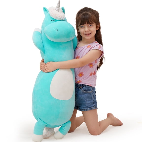 Tezituor 36.2'' Giant Green Unicorn Stuffed Animal Stuffed Unicorn Body Pillow Plush Toy
