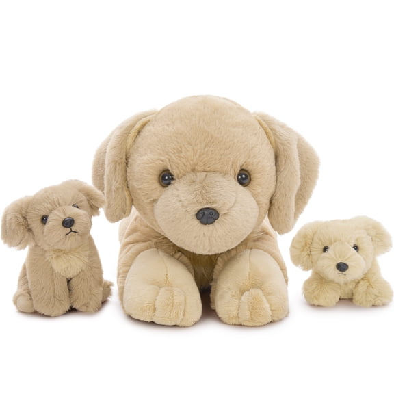 MaoGoLan 3pcs Golden Retriever Stuffed Animals Giant Stuffed Dog with 2 Puppies Plush