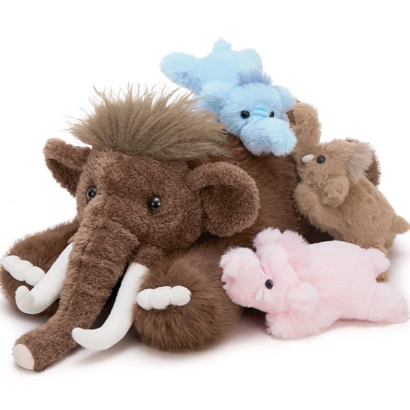 MaoGoLan 4 PCs 22" Elephant Stuffed Animals Mommy Mammoth with 3 Baby Mammoth Plush Toy