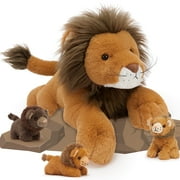 MaoGoLan 4 Pcs Lion Plush 19.7'' Large Stuffed Animal Mommy Lion with 3 Babies