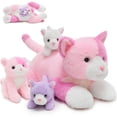 thumbnail image 1 of MaoGoLan 4 Piece Cats Stuffed Animals 13.8 inch Mom Plush Cat with 3 Kittens Stuffed in Zipper Pouch, 1 of 9