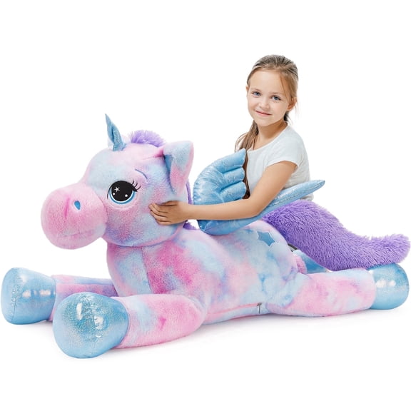 MaoGoLan 43" Big Unicorn Stuffed Animal Plush with Wings Giant Soft Unicorn Pillow Toy