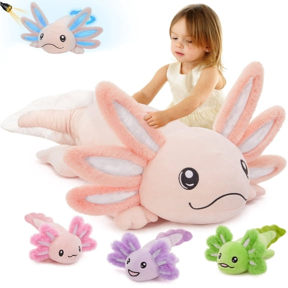 MaoGoLan 4pcs Axolotl Stuffed Animals Stuffed Axolotl Glow in the Dark with 3 Plush Axolotl