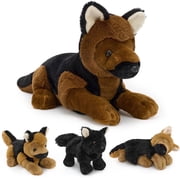 MaoGoLan 4Pcs German shepherd Stuffed Animal 17.7 Giant German Shepherd Plush with 3 Puppy Babies Plush Toy