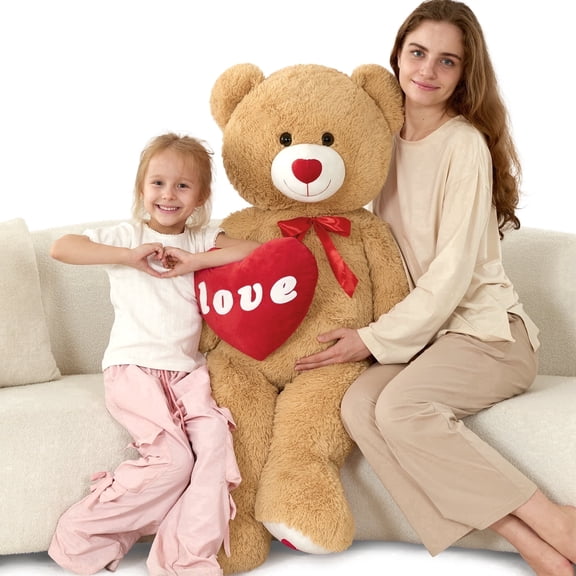 MaoGoLan 4 Ft Giant Teddy Bear Stuffed Animal Teddy Bear Plush with A Big Heart Bear Plush Toy