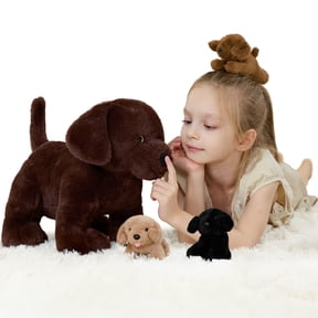 MaoGoLan 4Pcs Labrador Stuffed Animal 16'' Large Stuffed Labrador With 3 Puppies Dog Plush Toy