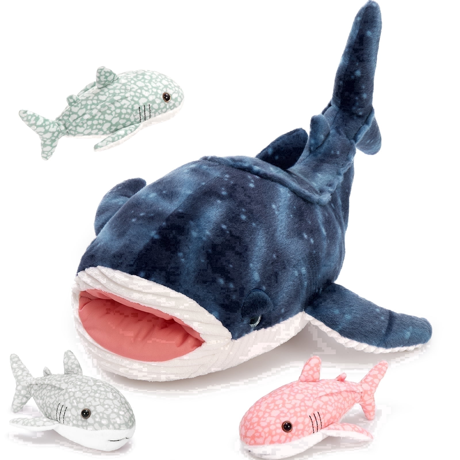 MaoGoLan 4pcs Whale Shark Stuffed Animals 21'' Big Whale Shark Plush Toy with 3 Plush Whale Sharks Inside