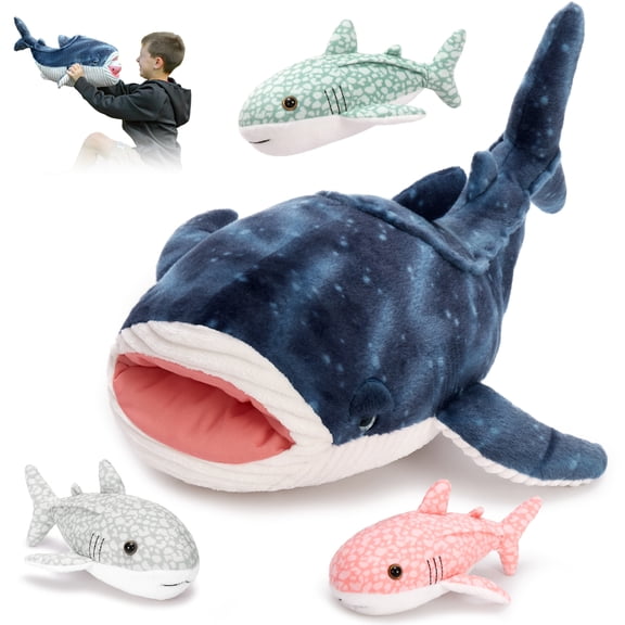 MaoGoLan 4 Pcs Whale Shark Stuffed Animal 21'' Big Whale Shark Plush Toy with 3 Plush Whale Sharks Inside