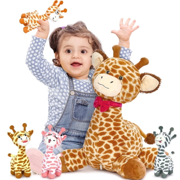 MaoGoLan 5 Pcs Giraffe Stuffed Animal 20'' Large Stuffed Giraffe With 4 Baby Giraffes Plush Toy