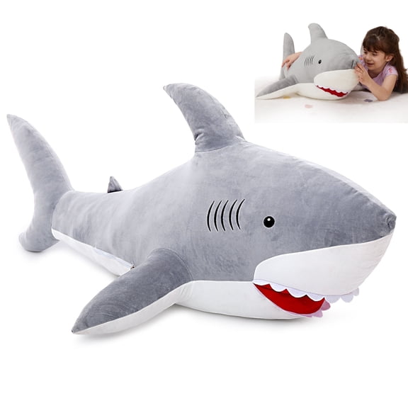MaoGoLan 51'' Stuffed Shark Toy Soft Shark Stuffed Animals Body Pillow Ocean Plush Toy