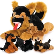 MaoGoLan 5Pcs Stuffed German shepherd toys 20 Mommy German Shepherd Stuffed Animals Dog with 4 Puppies