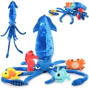 MaoGoLan 5 Pcs Giant Squid Stuffed Animal 41" Large Stuffed Squid With 4 Cute Sea Creatures Plush Toy