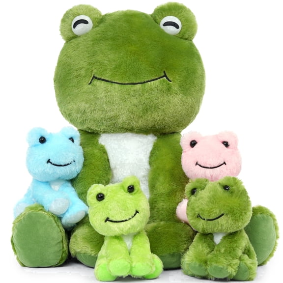 MaoGoLan 5Pcs Large Frog Stuffed Animal 19'' Giant Stuffed Frog With 4 Babies Frog Plush Toy
