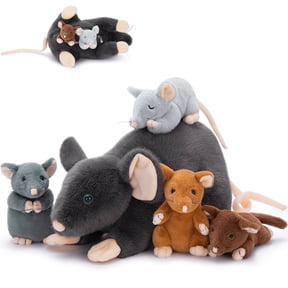 MaoGoLan 5Pcs Rat Stuffed Animal Set 24 Inches Large Stuffed Mommy Rat with 4 Baby Rats Inside