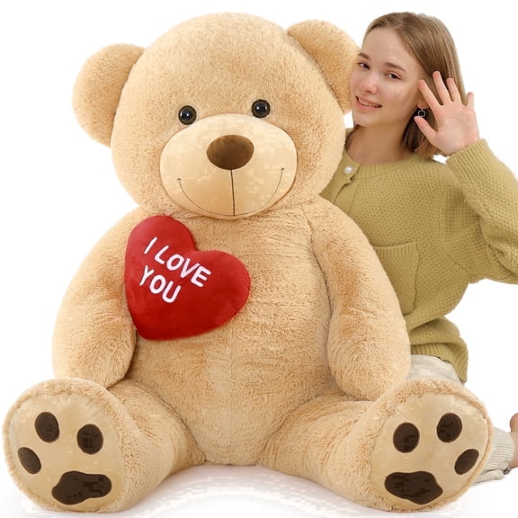 MaoGoLan 5ft Big Teddy Bear Stuffed Animal Giant Brown Bear with Heart Plush Toy