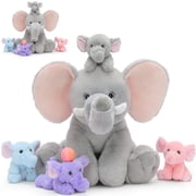 MaoGoLan 5pcs Elephant Stuffed Animal 15.7'' Mommy Elephant Plush Have Rotatable Trunks with 4 Baby Elephants Inside Elephant Plush Toy