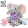 thumbnail image 1 of MaoGoLan 5pcs Elephant Stuffed Animal 15.7'' Mommy Elephant Plush Have Rotatable Trunks with 4 Baby Elephants Inside Elephant Plush Toy, 1 of 9