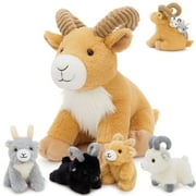 MaoGoLan 5pcs Goat Stuffed Animals 14.6'' Mommy Plush Goat with 4 Different Stuffed Goat Babies Inside