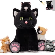 MaoGoLan 5 Pcs Cat Stuffed Animal 16 Big Stuffed Cat With 4 Baby Cats Inside Glow In The Dark Plush Toy