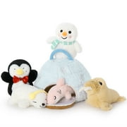 MaoGoLan 6 Pack Polar Stuffed Animal (Snowman/Penguin/Sea Lion/Shark/Polar Bear) in 10” Igloo Arctic Plush Toy
