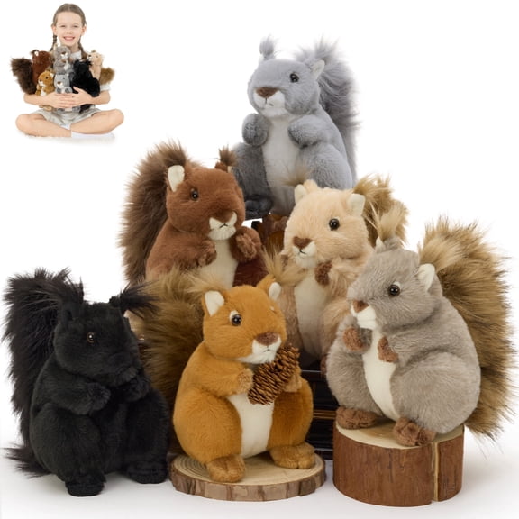 MaoGoLan 6 Pcs Squirrel Stuffed Animals Set 7'' Stuffed Squirrel Plush Toy Bulk