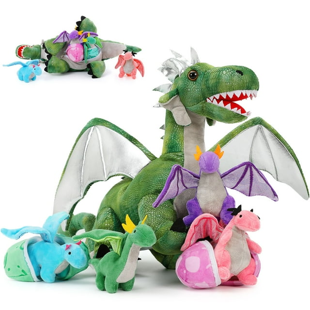 MaoGoLan 7 Pcs Dragon Plush 21'' Large Stuffed Mommy Dragon with 4 ...