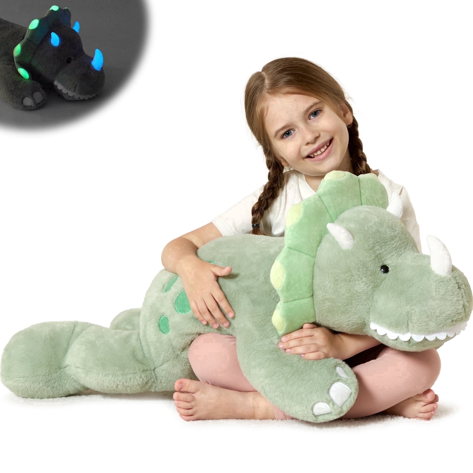 MaoGoLan 31'' Luminous Dinosaur Stuffed Animal Gaint Weighted Dinosaur Body Pillow Glow In The Dark Plush Toy