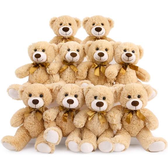 MaoGoLan Bulk Teddy Bear Baby Shower 10 Packs Small Teddy Bear Stuffed Animals in Bulk 10 Inches Stuffed Bears Plush