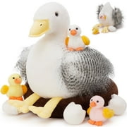 MaoGoLan 8Pcs 18" Mother Duck Stuffed Animals with 3 Baby Ducks & 3 Eggs & 1 Nest Plush Toy