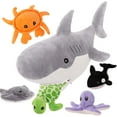 thumbnail image 1 of MaoGoLan Giant Stuffed Animal 23" White Shark with 5 Little Sea Creatures Plush Toy, 1 of 11