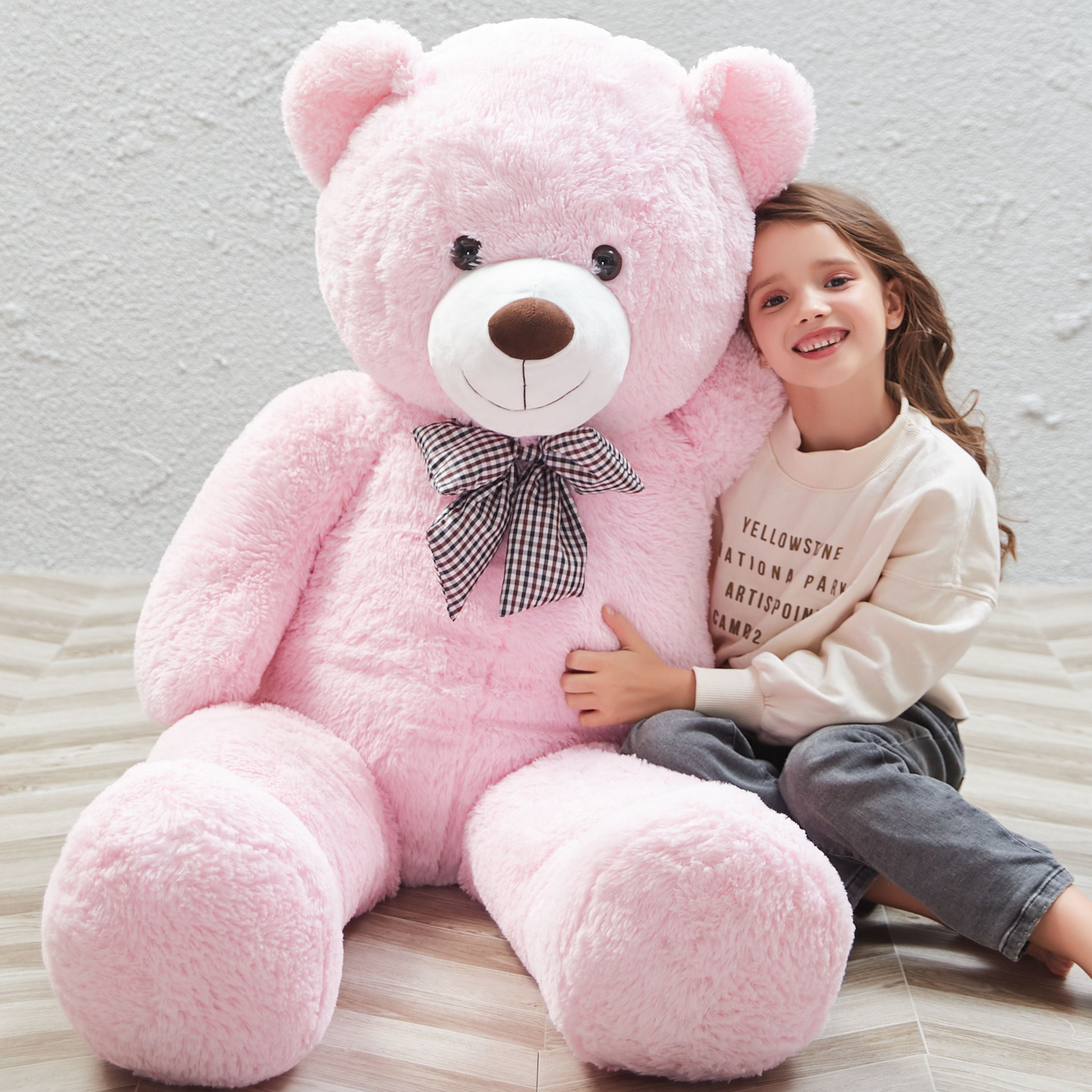 Misscindy Giant Teddy Bear Plush Stuffed Animals for Girlfriend or Kids 47 inch (Pink)