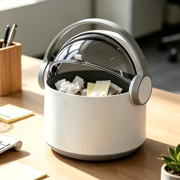 Maoface Small Countertop Trash Can with Lid - 0.6 Gallon Mini Desk Garbage Can for Office Vanity Bathroom