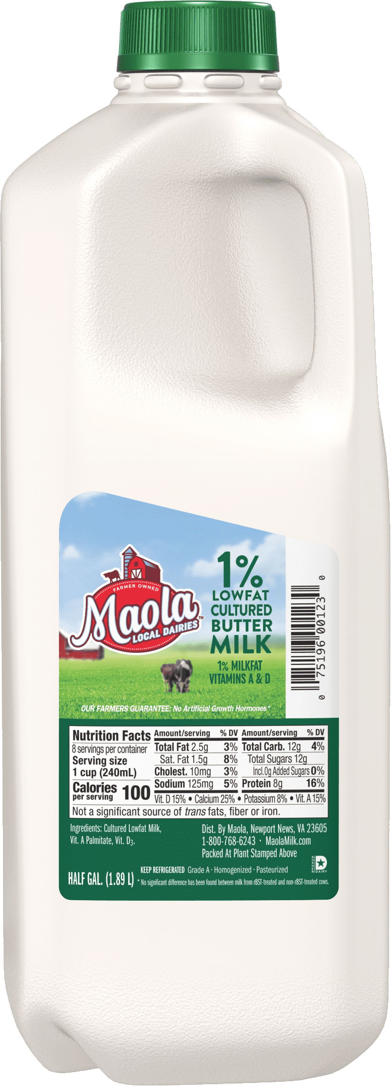 Maola 1 Lowfat Cultured Buttermilk, Half Gallon, 64oz