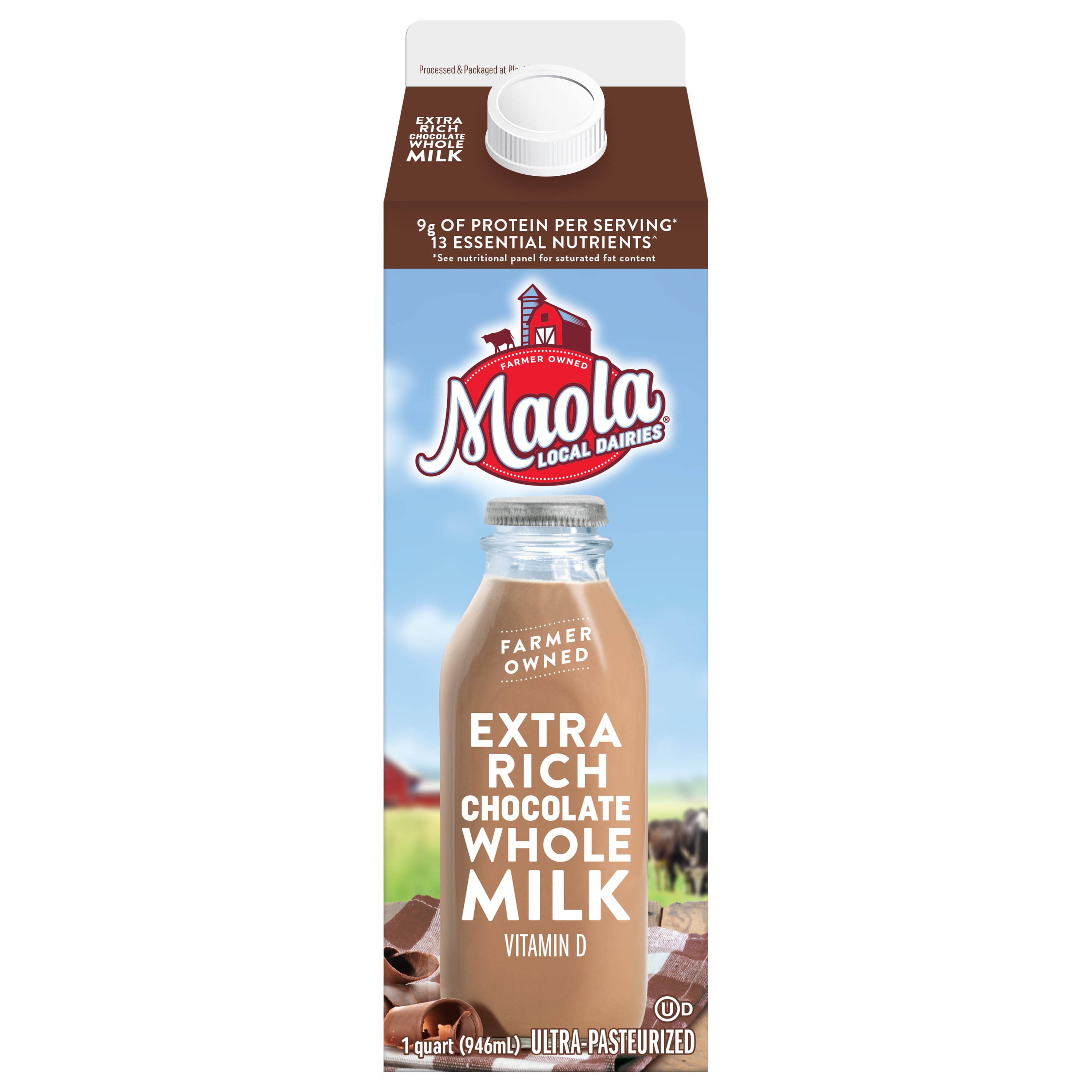 Maola Extra Rich Chocolate Whole Milk Quart, Ultra-Pasteurized